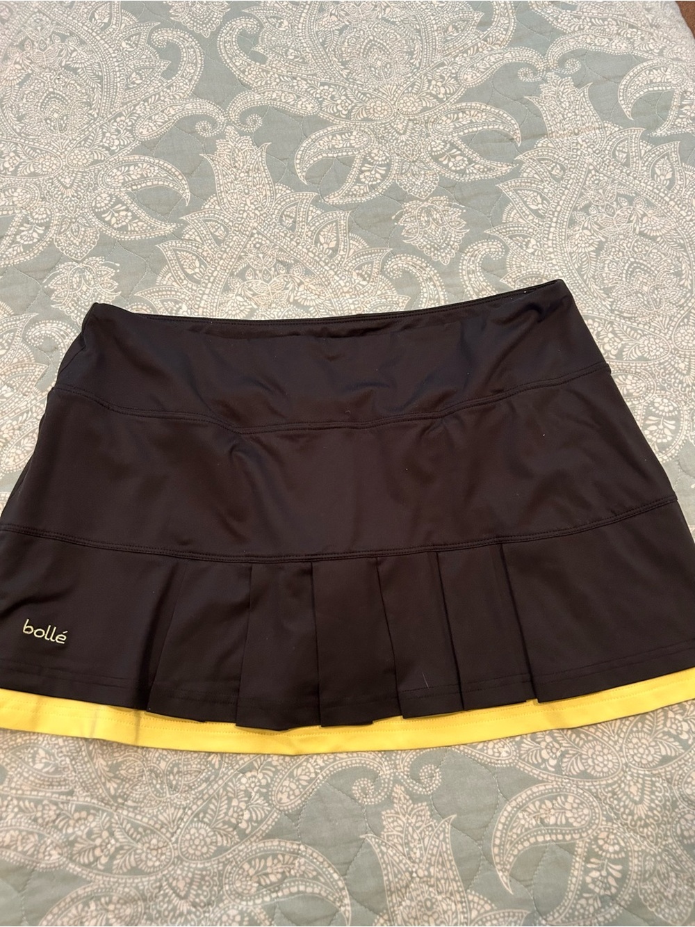 bolle Black Tennis Skort with Yellow Hem Accent